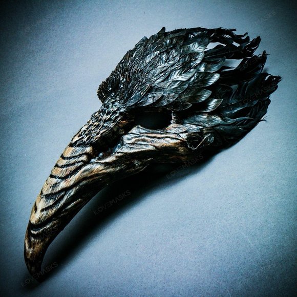 Halloween Brown Bird Curved Nose Feather Plague Do - Picture 3 of 9